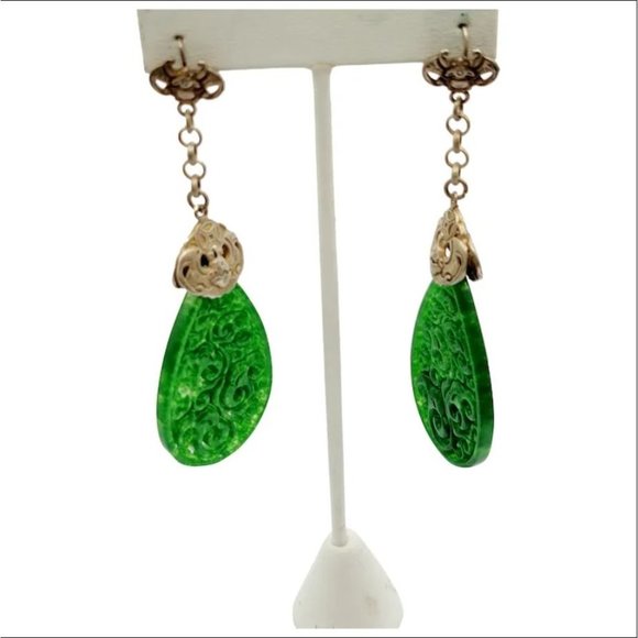 Vintage Molded Glass Deco Earrings (A2601)